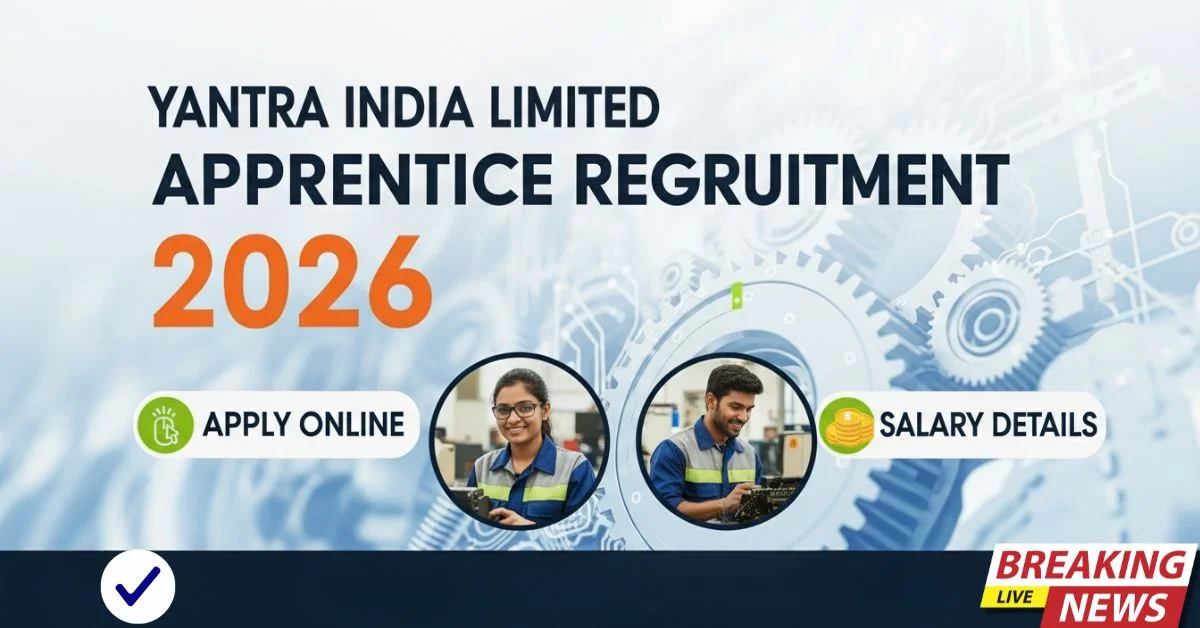 Yantra India Limited Apprentice Recruitment 2026 की पूरी जानकारी हिंदी में — आवेदन, योग्यता, वेतन व तिथियाँ दी जा रही है