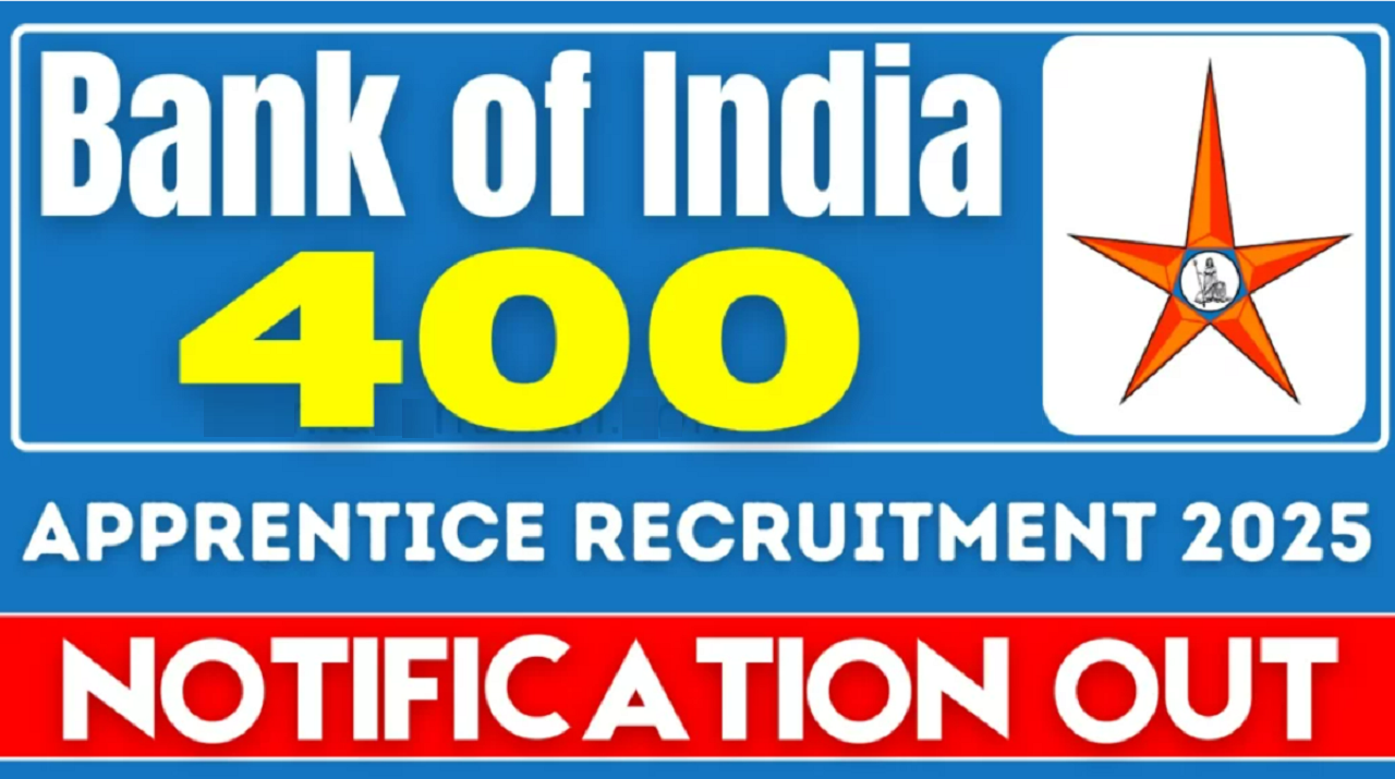 Bank of India Apprentice Recruitment 2025: 400 पदों पर भर्ती